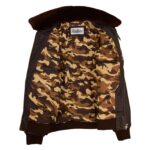WeeBroz Men’s Brown G-1 Leather Bomber Jacket with Airforce Badges - Image 6