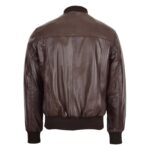 WeeBroz Men's Brown MA-1 Leather Bomber Jacket Timeless Design - Image 2