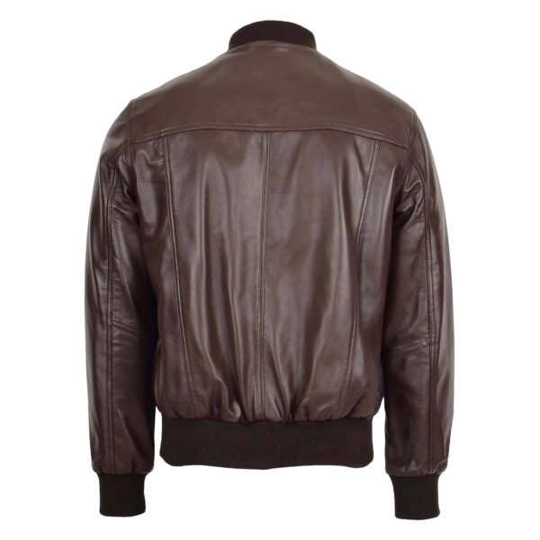 WeeBroz Men's Brown MA-1 Leather Bomber Jacket Timeless Design - Image 2