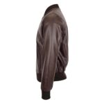 WeeBroz Men's Brown MA-1 Leather Bomber Jacket Timeless Design - Image 3