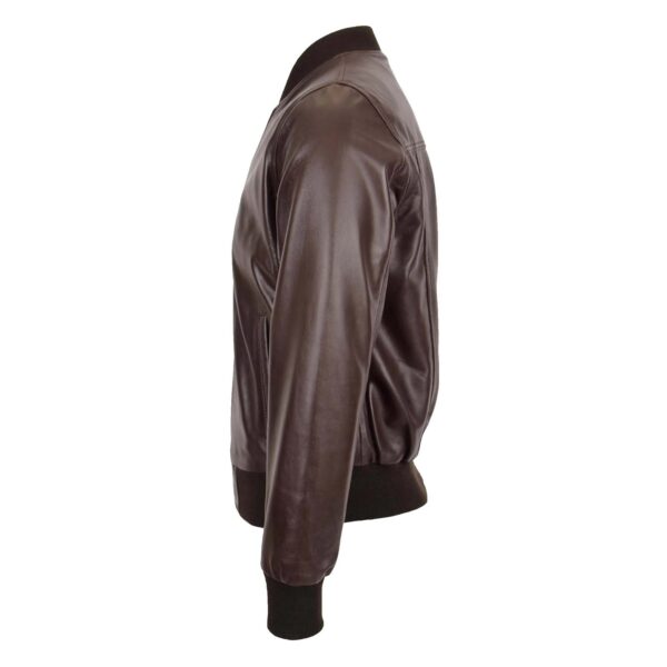 WeeBroz Men's Brown MA-1 Leather Bomber Jacket Timeless Design - Image 3