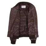 WeeBroz Men's Brown MA-1 Leather Bomber Jacket Timeless Design - Image 4