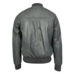 WeeBroz Men's Grey MA-1 Leather Bomber Jacket Clean-Cut Bomber Style - Image 2
