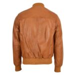 WeeBroz Men's Tan MA-1 Leather Bomber Jacket Sleek Design - Image 2
