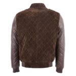 WeeBroz Men's Brown Leather Bomber Jacket Suede and Varsity Style - Image 2