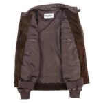 WeeBroz Men's Brown Leather Bomber Jacket Suede and Varsity Style - Image 4
