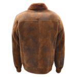 WeeBroz Men's Brown Sheepskin Leather Bomber Jacket Flying Shearling Style - Image 2