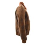 WeeBroz Men's Brown Sheepskin Leather Bomber Jacket Flying Shearling Style - Image 3