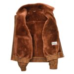 WeeBroz Men's Brown Sheepskin Leather Bomber Jacket Flying Shearling Style - Image 4