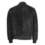 WeeBroz Men's Black Suede Leather Bomber Jacket in Classic Varsity Style - Image 2