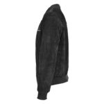 WeeBroz Men's Black Suede Leather Bomber Jacket in Classic Varsity Style - Image 3