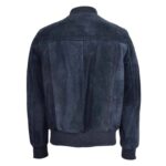WeeBroz Men's Blue Suede Leather Bomber Jacket in Classic Varsity Style - Image 2