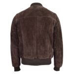 WeeBroz Men's Brown Suede Leather Bomber Varsity Jacket Minimalist Design - Image 2