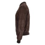 WeeBroz Men's Brown Suede Leather Bomber Varsity Jacket Minimalist Design - Image 3