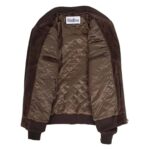WeeBroz Men's Brown Suede Leather Bomber Varsity Jacket Minimalist Design - Image 4