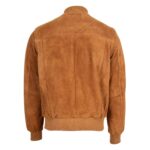 WeeBroz Men's Tan Suede Leather Bomber Varsity Jacket Casual Outerwear - Image 2