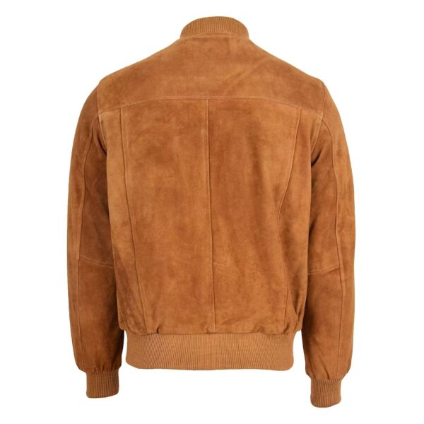 WeeBroz Men's Tan Suede Leather Bomber Varsity Jacket Casual Outerwear - Image 2