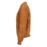 WeeBroz Men's Tan Suede Leather Bomber Varsity Jacket Casual Outerwear - Image 3