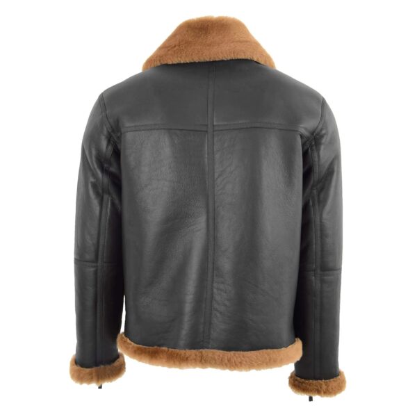WeeBroz Men's Brown RAF Sheepskin Leather Bomber Jacket Aviator Style - Image 2