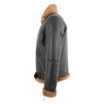 WeeBroz Men's Brown RAF Sheepskin Leather Bomber Jacket Aviator Style - Image 3