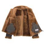 WeeBroz Men's Brown RAF Sheepskin Leather Bomber Jacket Aviator Style - Image 4