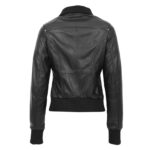 WeeBroz Women’s Black Leather Bomber Jacket Classic Style - Image 2