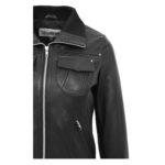 WeeBroz Women’s Black Leather Bomber Jacket Classic Style - Image 7