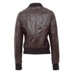 WeeBroz Women’s Brown Leather Bomber Jacket Edgy Women's Fashion - Image 2