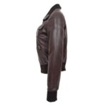 WeeBroz Women’s Brown Leather Bomber Jacket Edgy Women's Fashion - Image 5