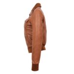 WeeBroz Women’s Tan Leather Bomber Jacket Slim Fit Leather Jacket - Image 5