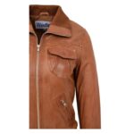 WeeBroz Women’s Tan Leather Bomber Jacket Slim Fit Leather Jacket - Image 7