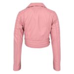 WeeBroz Women's Pink Leather Biker Jacket Edgy Feminine Style - Image 2