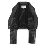 WeeBroz Women's Black Leather Biker Jacket Cropped Biker Style - Image 7