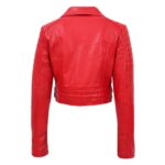 WeeBroz Women's Red Leather Biker Jacket Edgy Street Style - Image 2