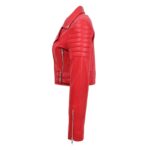 WeeBroz Women's Red Leather Biker Jacket Edgy Street Style - Image 6