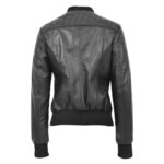 WeeBroz Women’s Black Leather Bomber Jacket Varsity Quilted Style - Image 2
