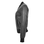 WeeBroz Women’s Black Leather Bomber Jacket Varsity Quilted Style - Image 6