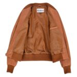 WeeBroz Women’s Tan Leather Bomber Jacket Quilted Style - Image 7