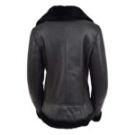 WeeBroz Women’s Black Leather Bomber Jacket Sheepskin Flight Jacket - Image 3