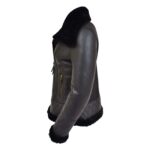 WeeBroz Women’s Black Leather Bomber Jacket Sheepskin Flight Jacket - Image 6