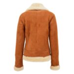 WeeBroz Women’s Tan Leather Bomber Jacket Sheepskin Aviator Style - Image 2