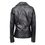 WeeBroz Women's Black Leather Biker Jacket Cross Zip Style - Image 2
