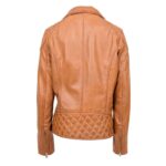 WeeBroz Women's Tan Leather Biker Jacket Timeless Outerwear - Image 2