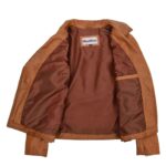 WeeBroz Women's Tan Leather Biker Jacket Timeless Outerwear - Image 6