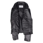 WeeBroz Women's Black Leather Biker Jacket Multi Cross Zip Quilted Style - Image 6