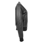 WeeBroz Women’s Black Leather Bomber Jacket Varsity Style - Image 4