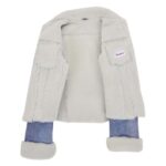 WeeBroz Women’s Denim Blue Leather Bomber Jacket Sheepskin Trucker Jacket - Image 6