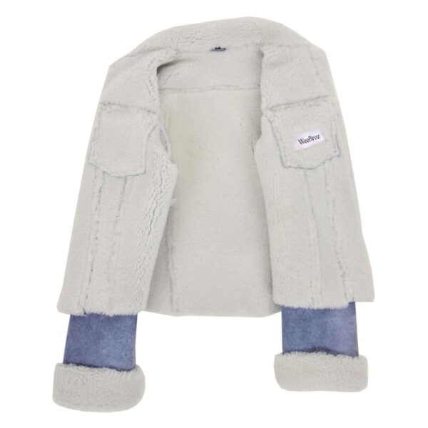 WeeBroz Women’s Denim Blue Leather Bomber Jacket Sheepskin Trucker Jacket - Image 6