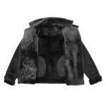 WeeBroz Women’s Black Leather Bomber Jacket Sheepskin Cross Zip Style - Image 7