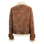 WeeBroz Women’s Vintage Brown Leather Bomber Jacket Sheepskin Aviator Style - Image 2